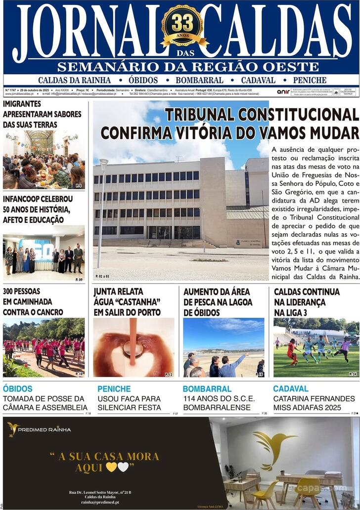 Capa Jornal das Caldas - 2025-10-30