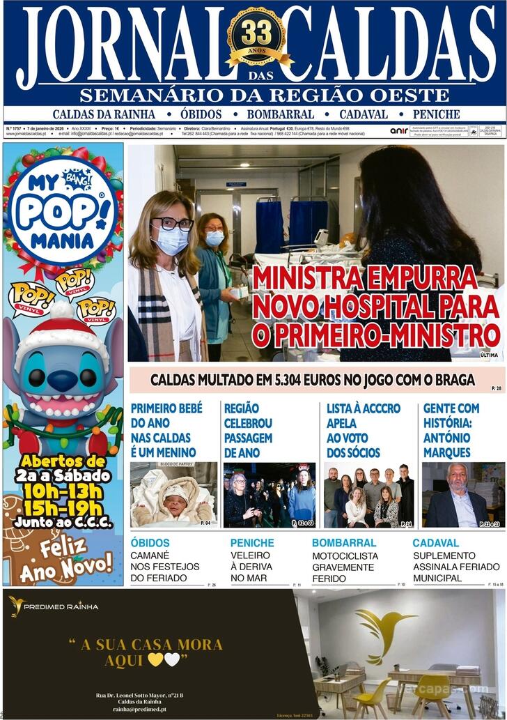 Capa Jornal das Caldas - 2026-01-08