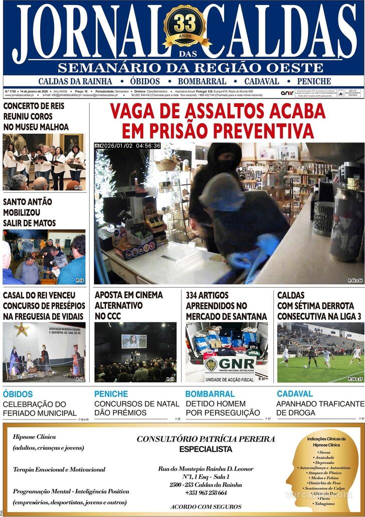 Capa Jornal das Caldas - 2026-01-15