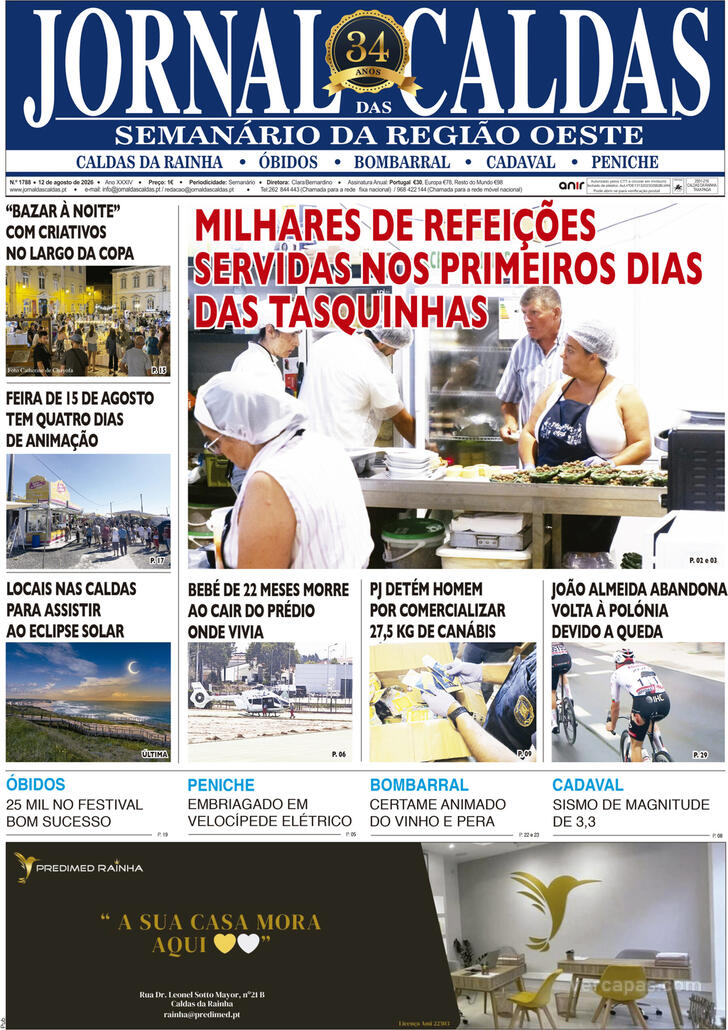 Capa Jornal das Caldas - 2026-08-13