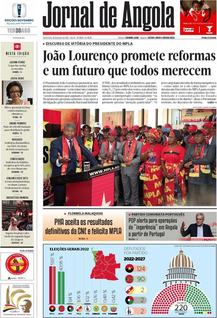 Capa Jornal De Angola De 2022 08 30 