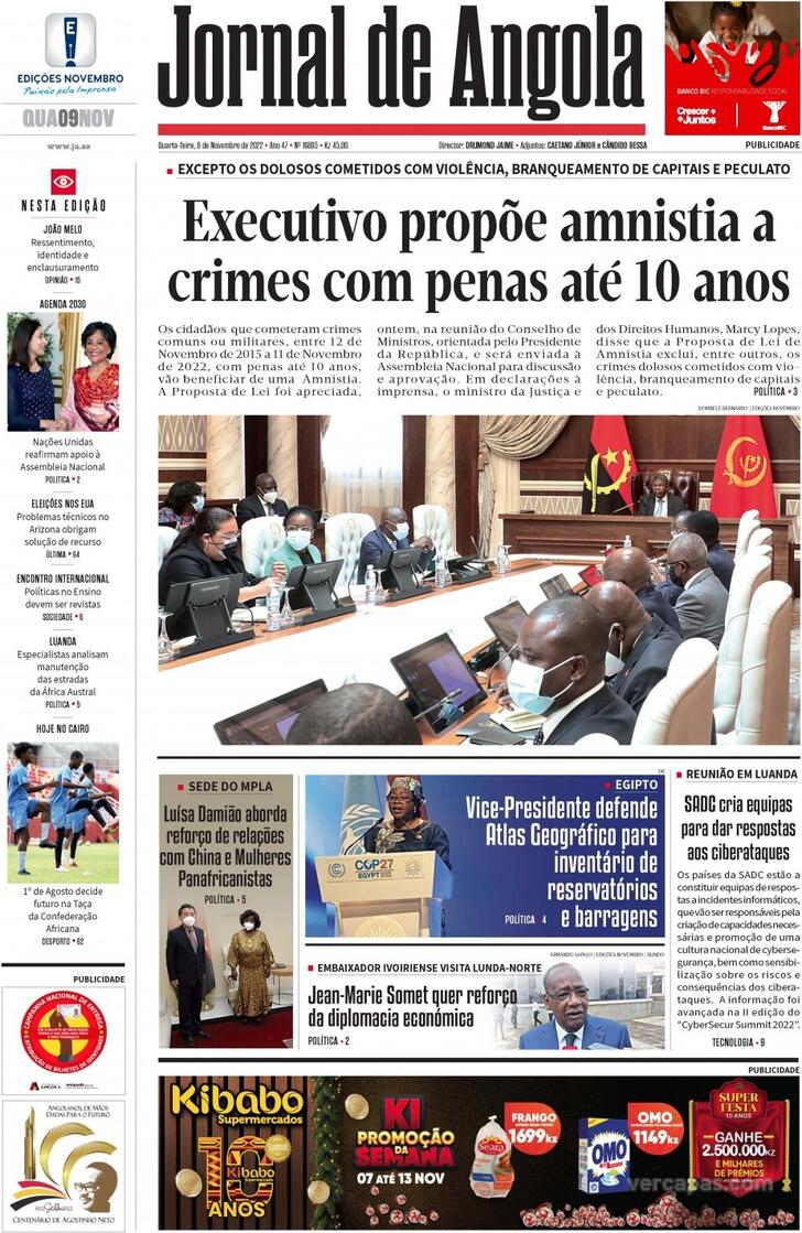 Capa Jornal De Angola De 2022 11 09 