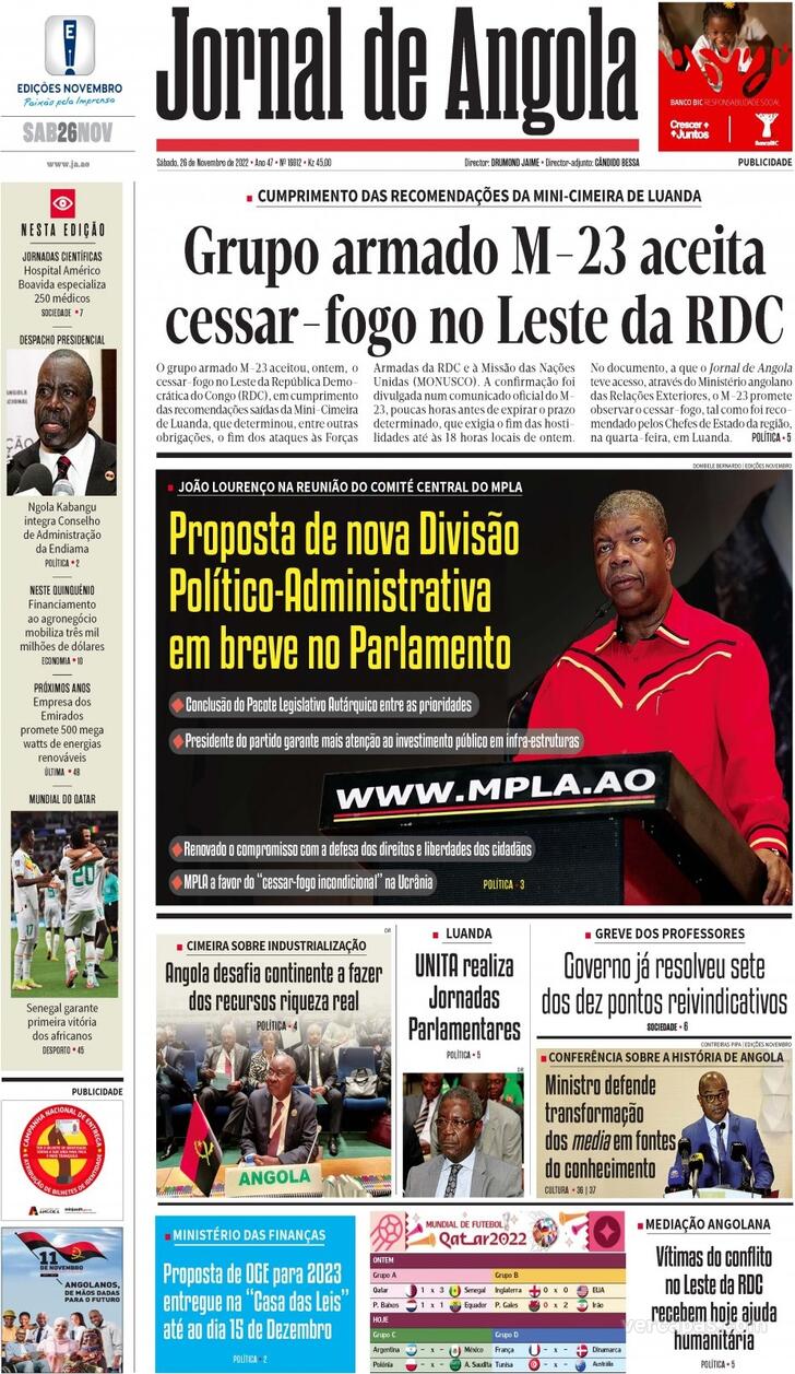 Capa Jornal De Angola De 2022 11 26 