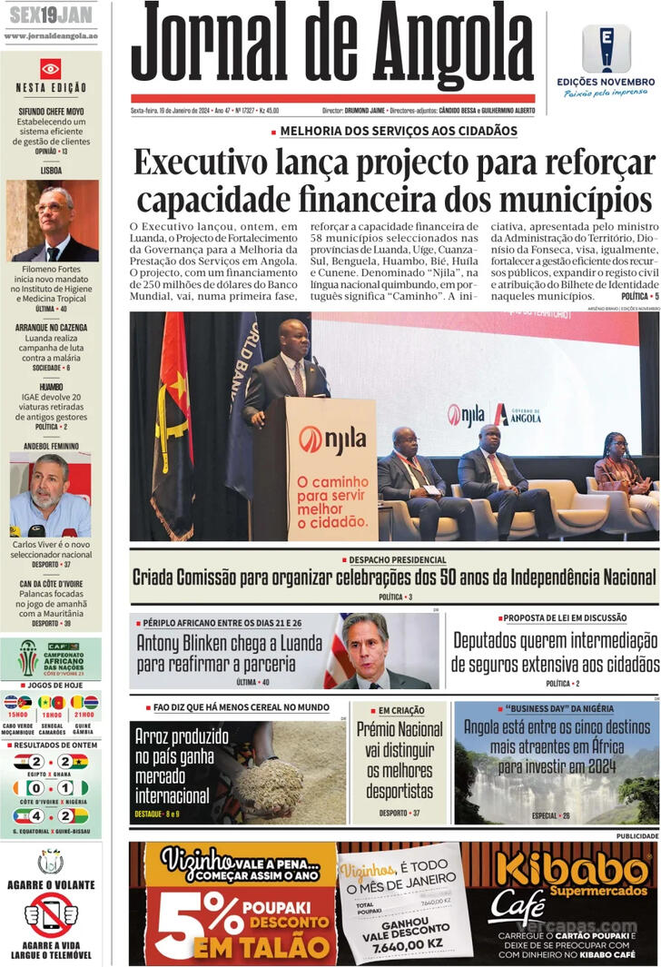 Capa Jornal De Angola De 2024 01 19 0905