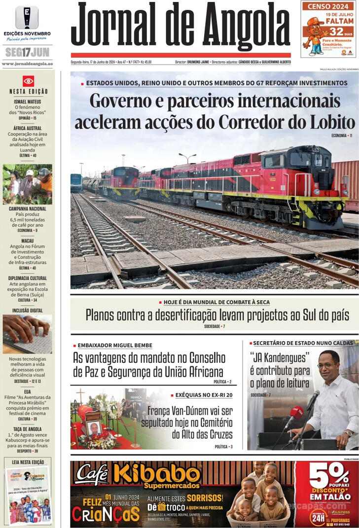 Capa - Jornal de Angola de 2024-06-17