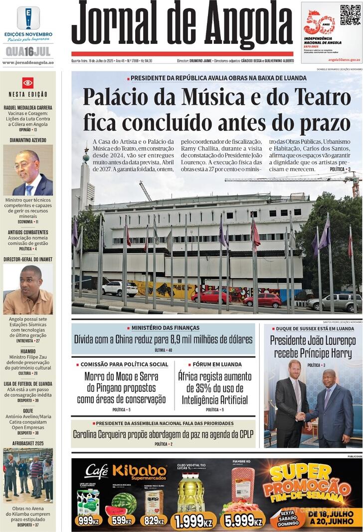 Capa Jornal de Angola - 2025-07-16
