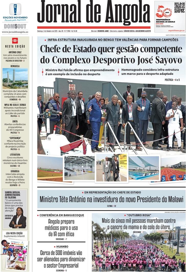Capa Jornal de Angola - 2025-10-05