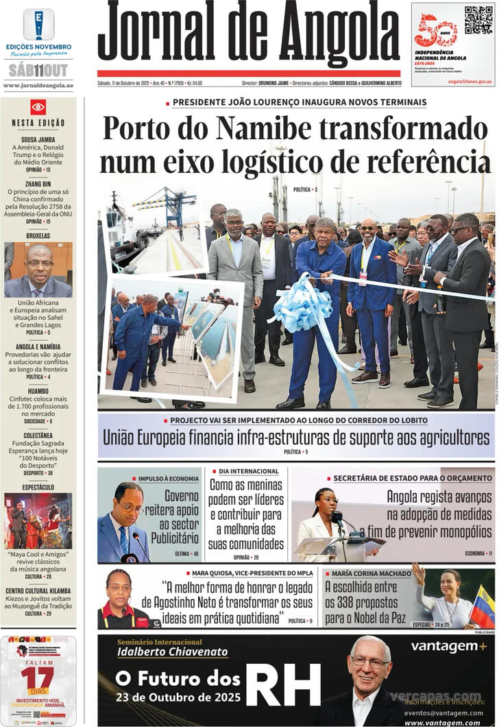 Capa Jornal de Angola - 2025-10-11