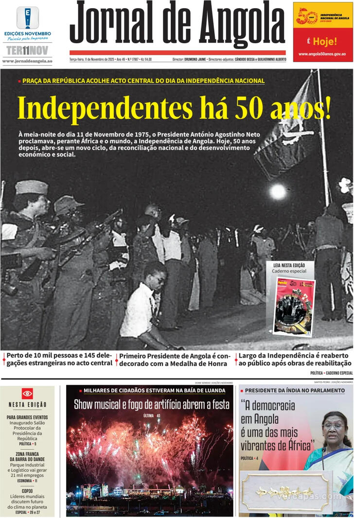 Capa Jornal de Angola - 2025-11-11