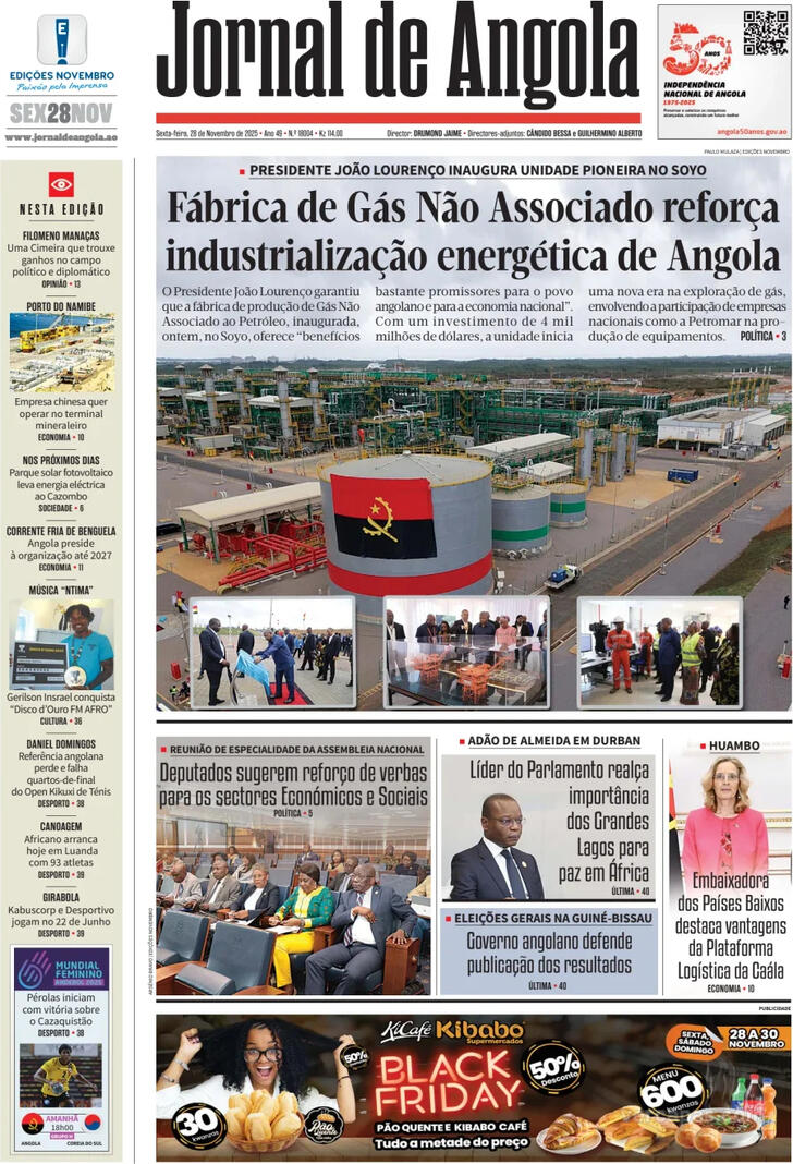 Capa Jornal de Angola - 2025-11-28