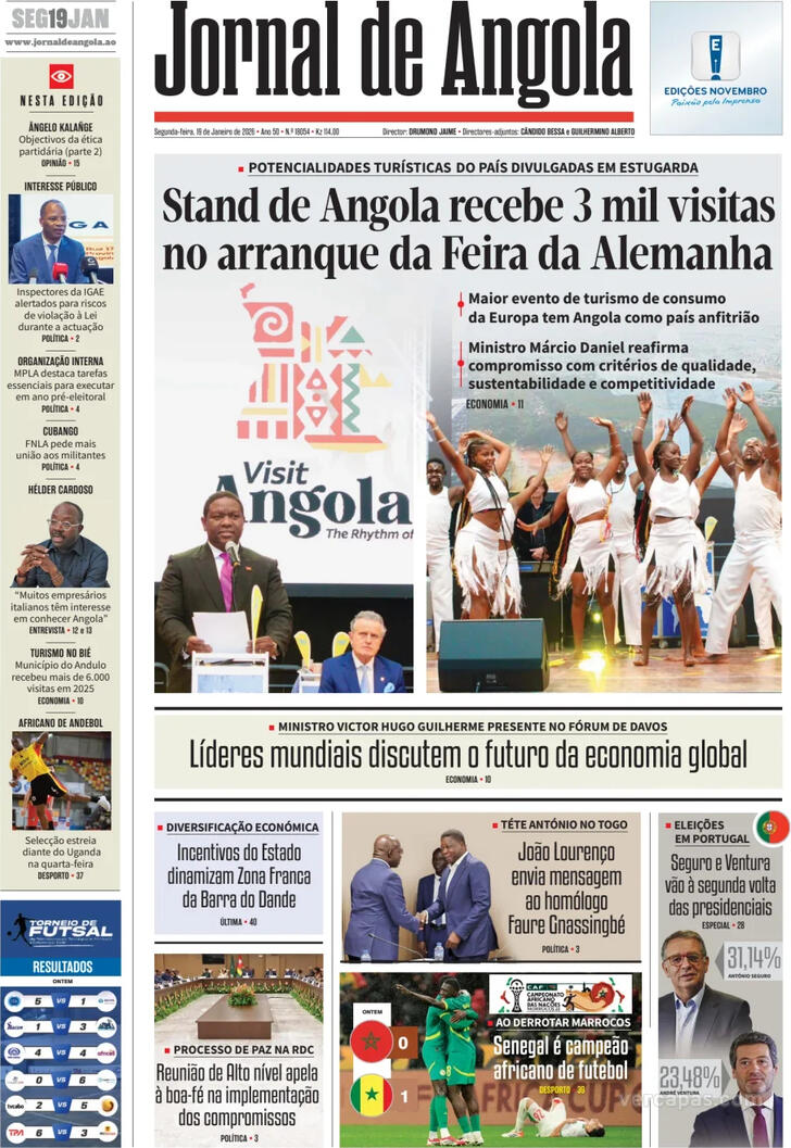 Capa Jornal de Angola - 2026-01-19