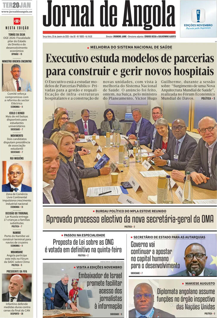 Capa Jornal de Angola - 2026-01-20