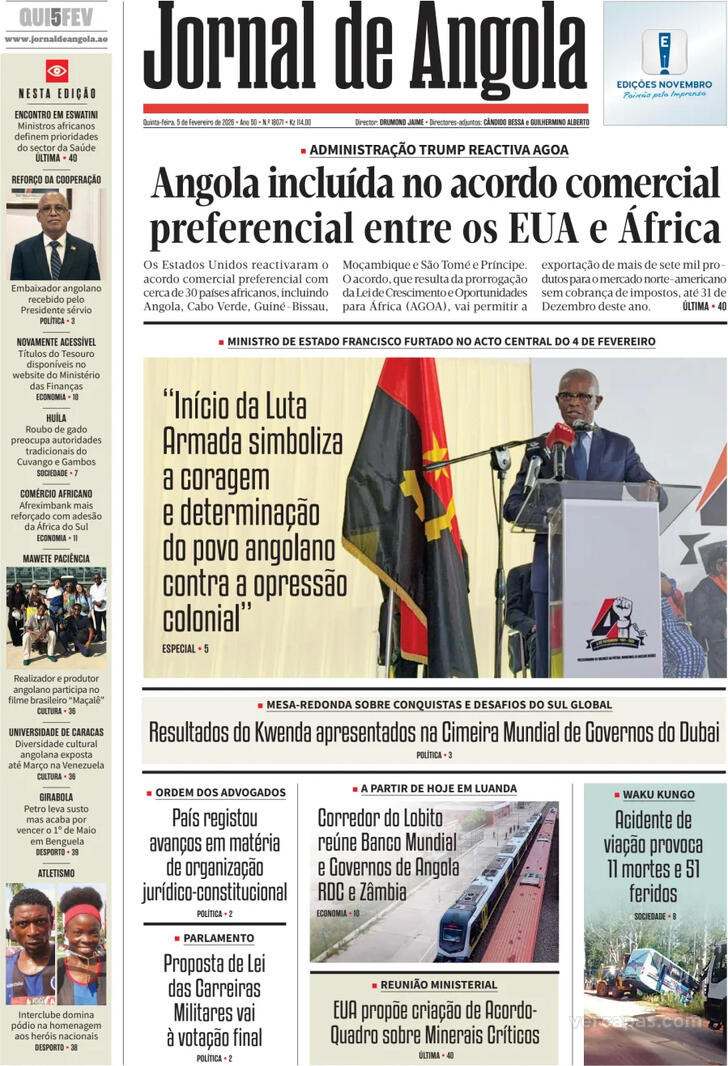 Capa Jornal de Angola - 2026-02-05