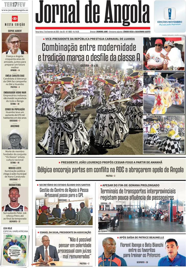 Capa Jornal de Angola - 2026-02-17