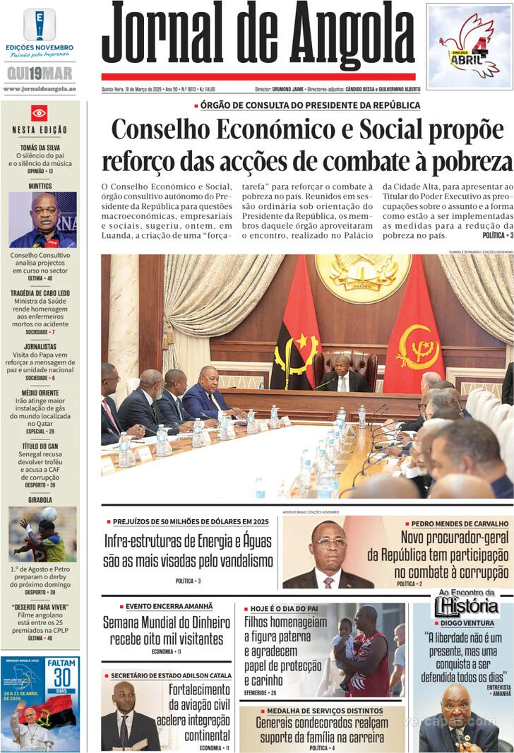 Capa Jornal de Angola - 2026-03-19