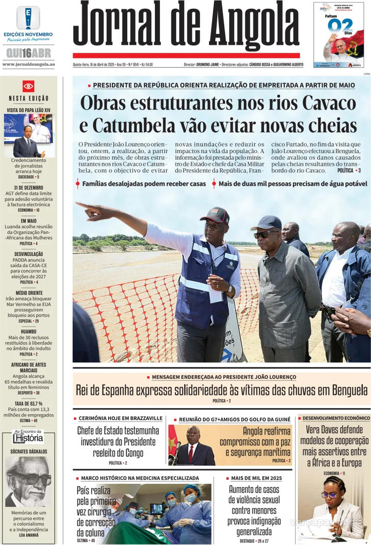 Capa Jornal de Angola - 2026-04-16