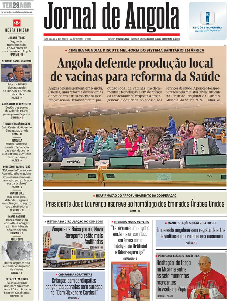 Capa Jornal de Angola - 2026-04-28