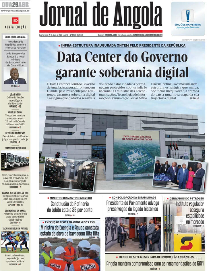 Capa Jornal de Angola - 2026-04-29