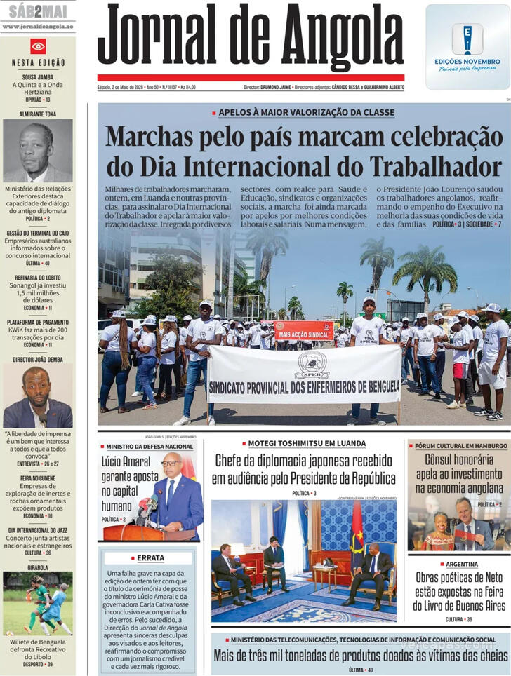 Capa Jornal de Angola - 2026-05-02