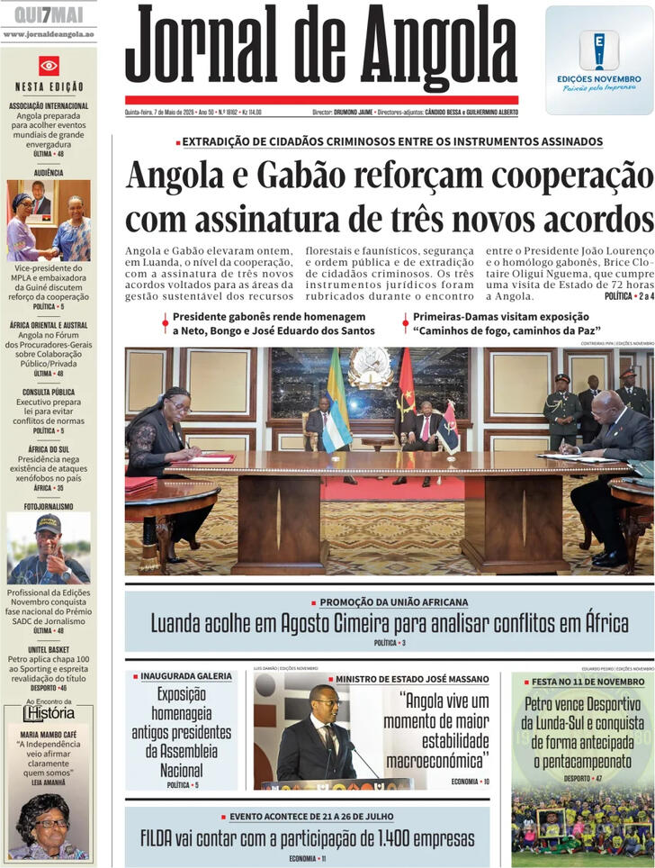 Capa Jornal de Angola - 2026-05-07