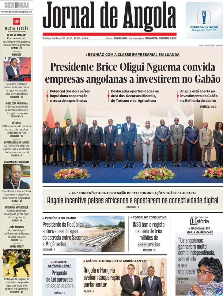 Capa Jornal de Angola - 2026-05-08