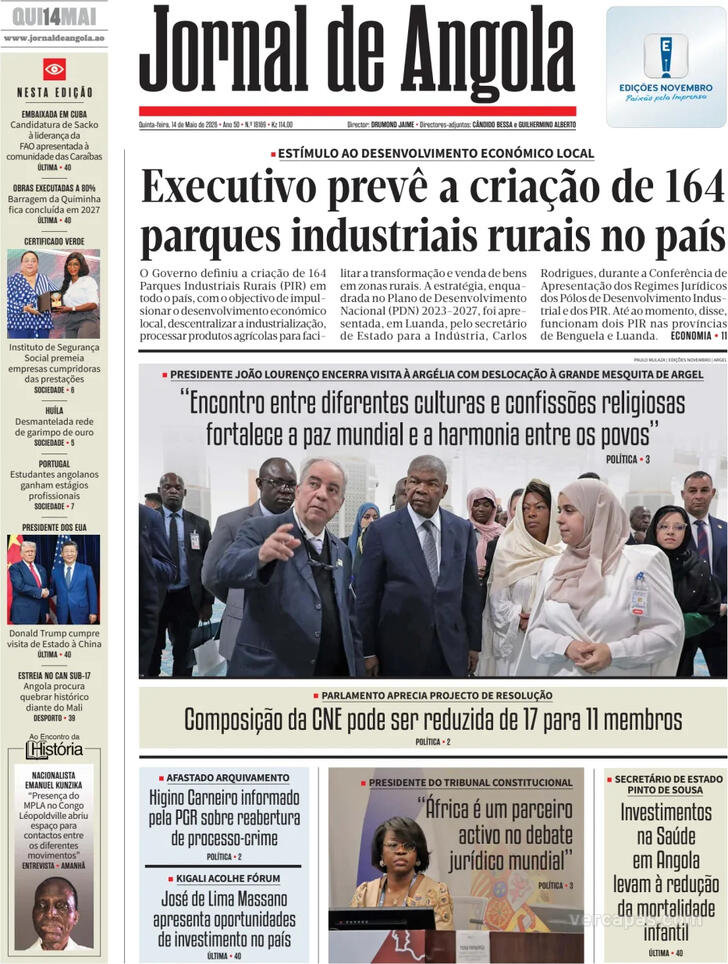 Capa Jornal de Angola - 2026-05-14