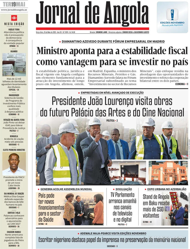 Capa Jornal de Angola - 2026-05-19