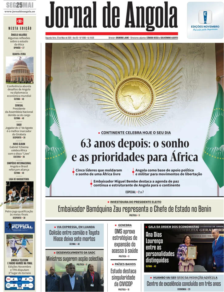 Capa Jornal de Angola - 2026-05-25