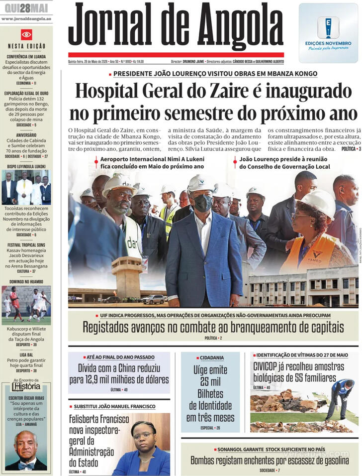 Capa Jornal de Angola - 2026-05-28