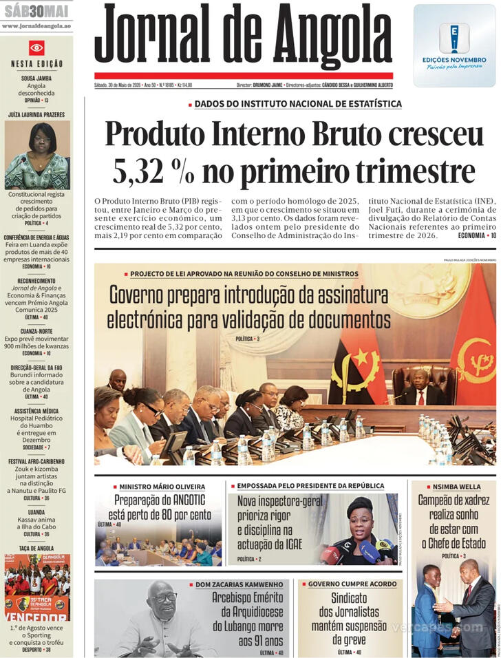 Capa Jornal de Angola - 2026-05-30
