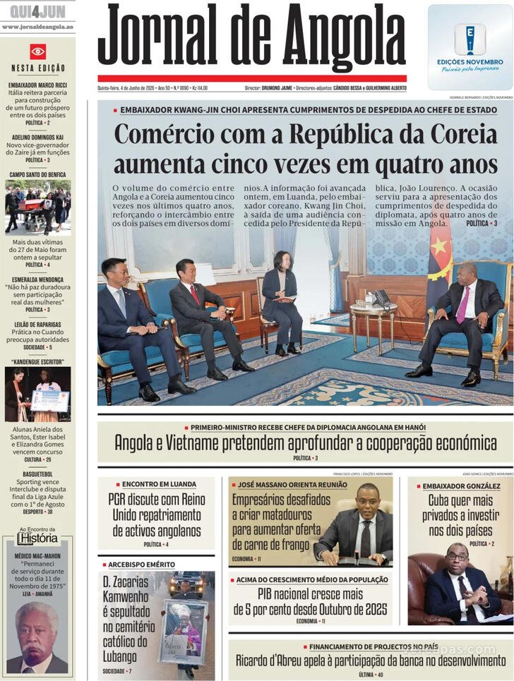 Capa Jornal de Angola - 2026-06-04