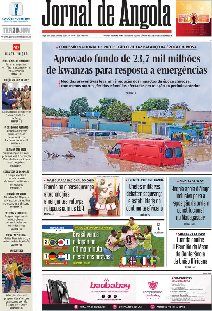Capa Jornal de Angola - 2026-06-30
