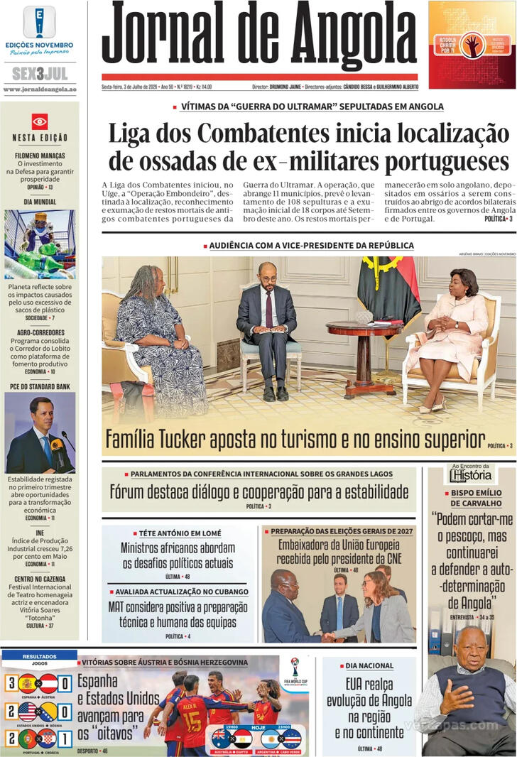 Capa Jornal de Angola - 2026-07-03