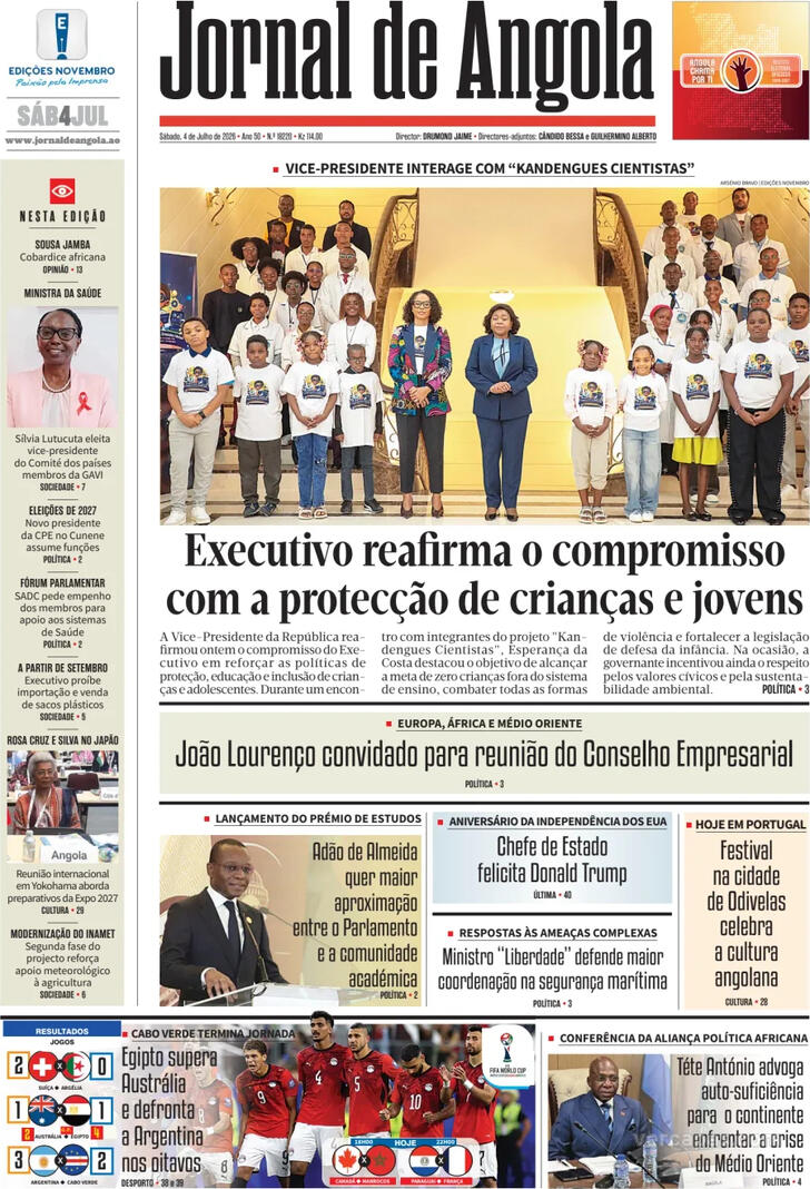 Capa Jornal de Angola - 2026-07-04