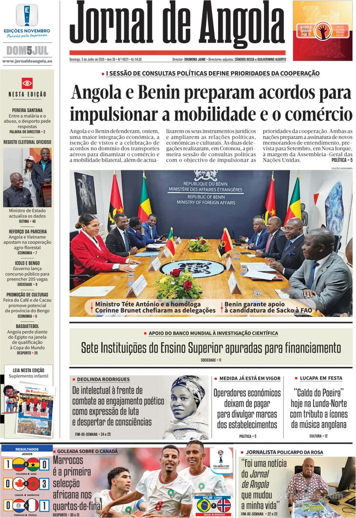 Capa Jornal de Angola - 2026-07-05