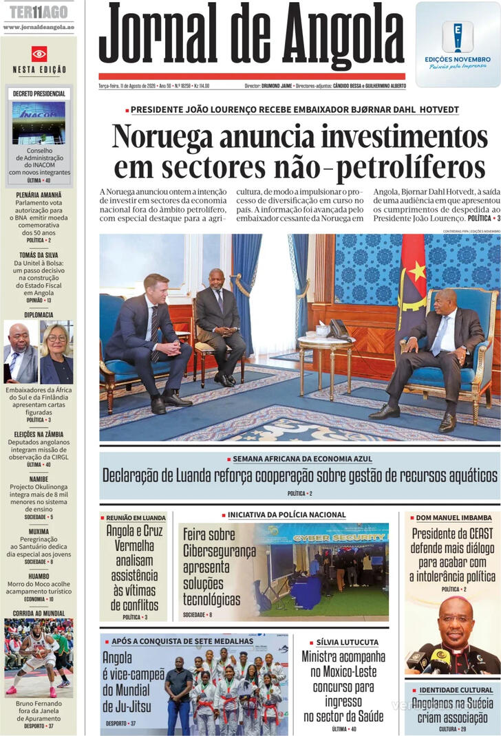 Capa Jornal de Angola - 2026-08-11