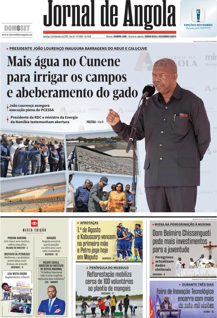 Capa Jornal de Angola - 2026-09-06