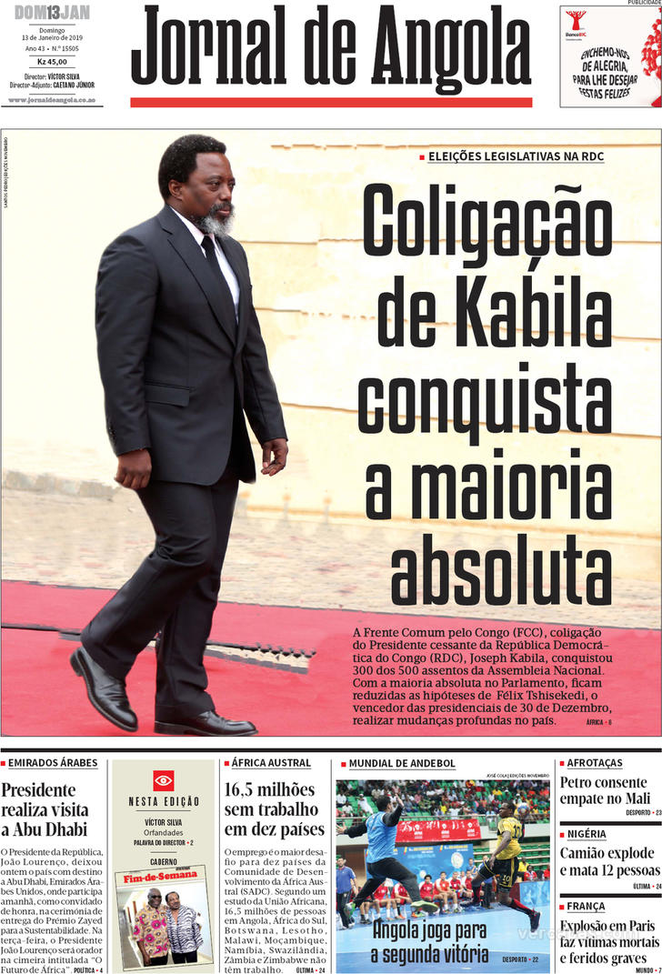 Capa Jornal De Angola De 2019 01 13 4834