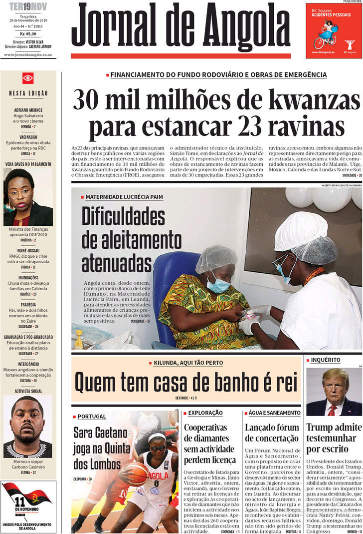 Capa Jornal De Angola De 2019 11 19 7890