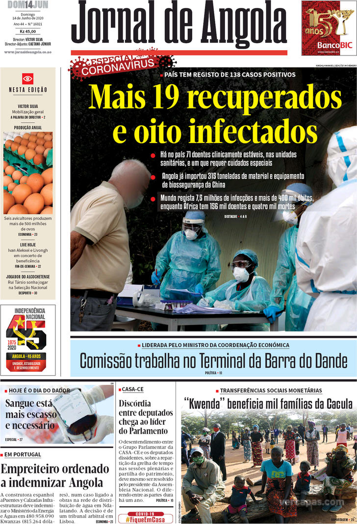 Capa Jornal De Angola De 2020 06 14