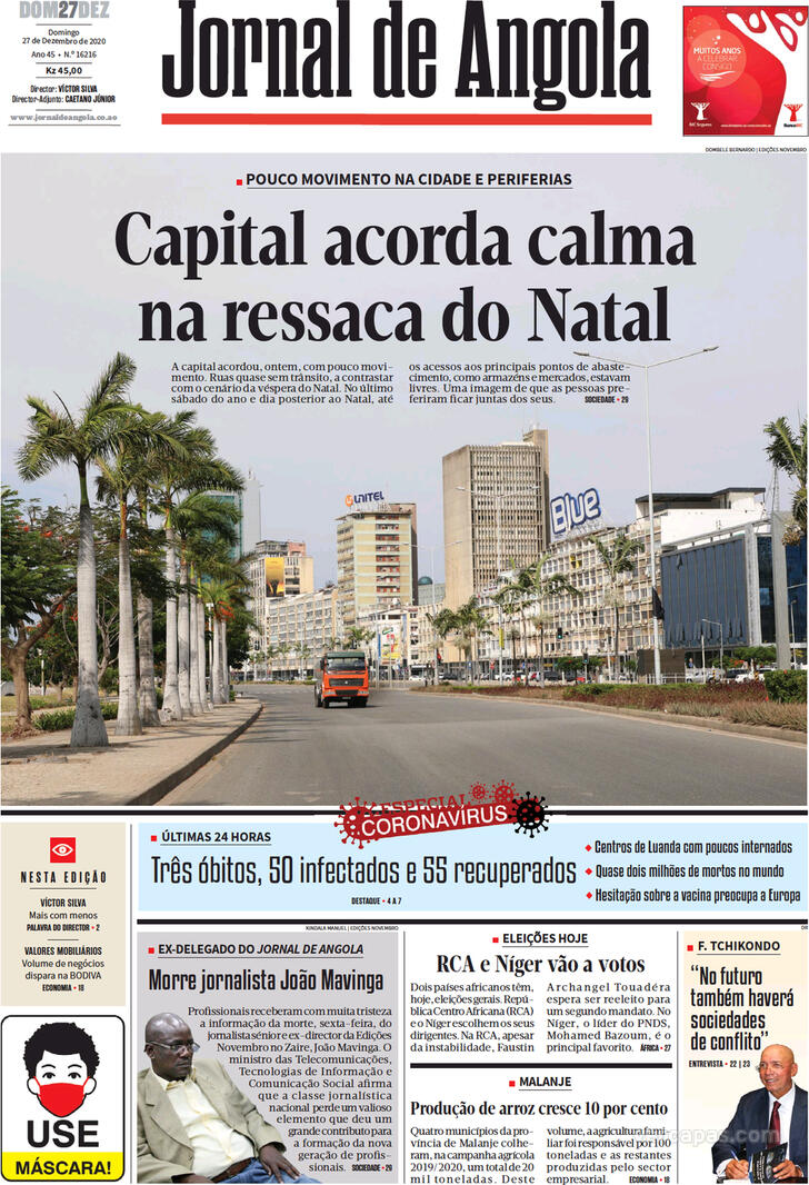 Capa Jornal De Angola De 2020 12 27 