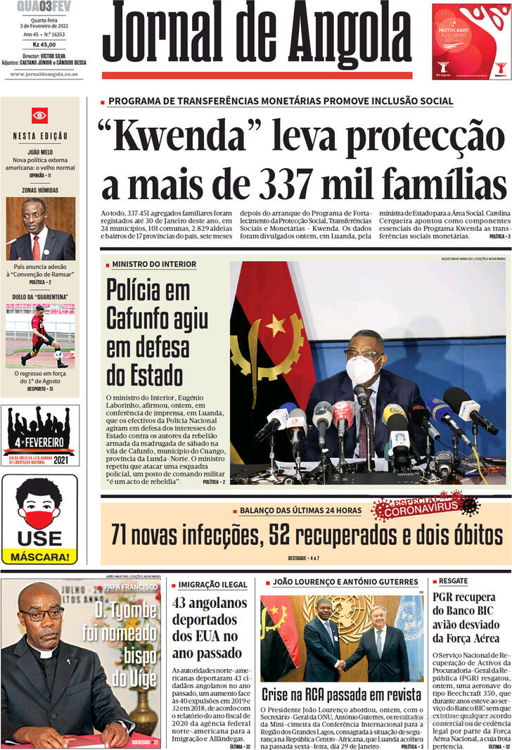 Capa Jornal De Angola De 2021 02 03 4296