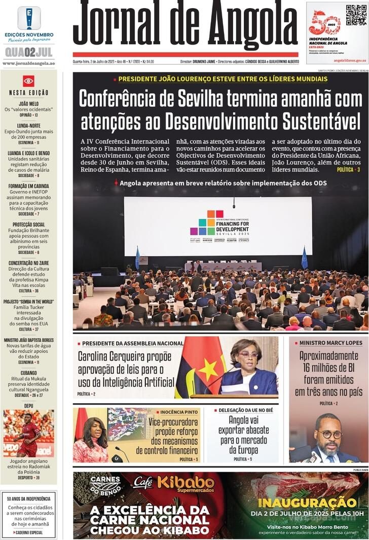 Capa Jornal de Angola - 2025-07-02