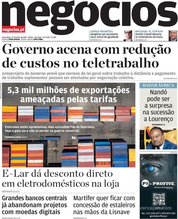 Capa Jornal de Negcios - 2025-07-29
