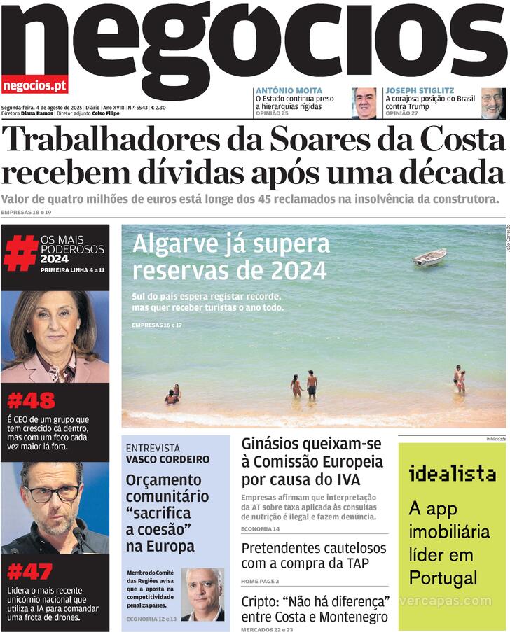 Capa Jornal de Negcios - 2025-08-04