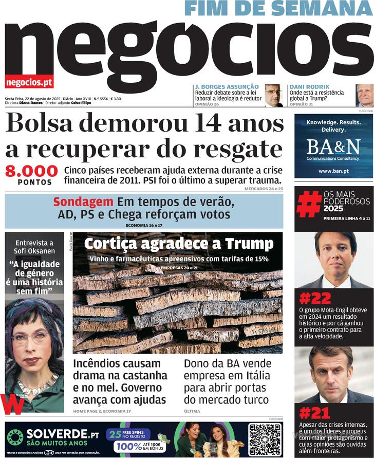 Capa Jornal de Negcios - 2025-08-22