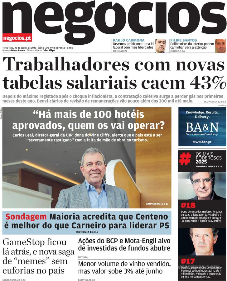 Capa Jornal de Negcios - 2025-08-26