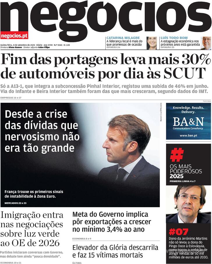 Capa Jornal de Negcios - 2025-09-04