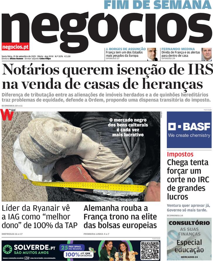 Capa Jornal de Negcios - 2025-09-19