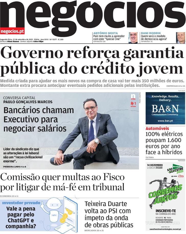 Capa Jornal de Negcios - 2025-09-22